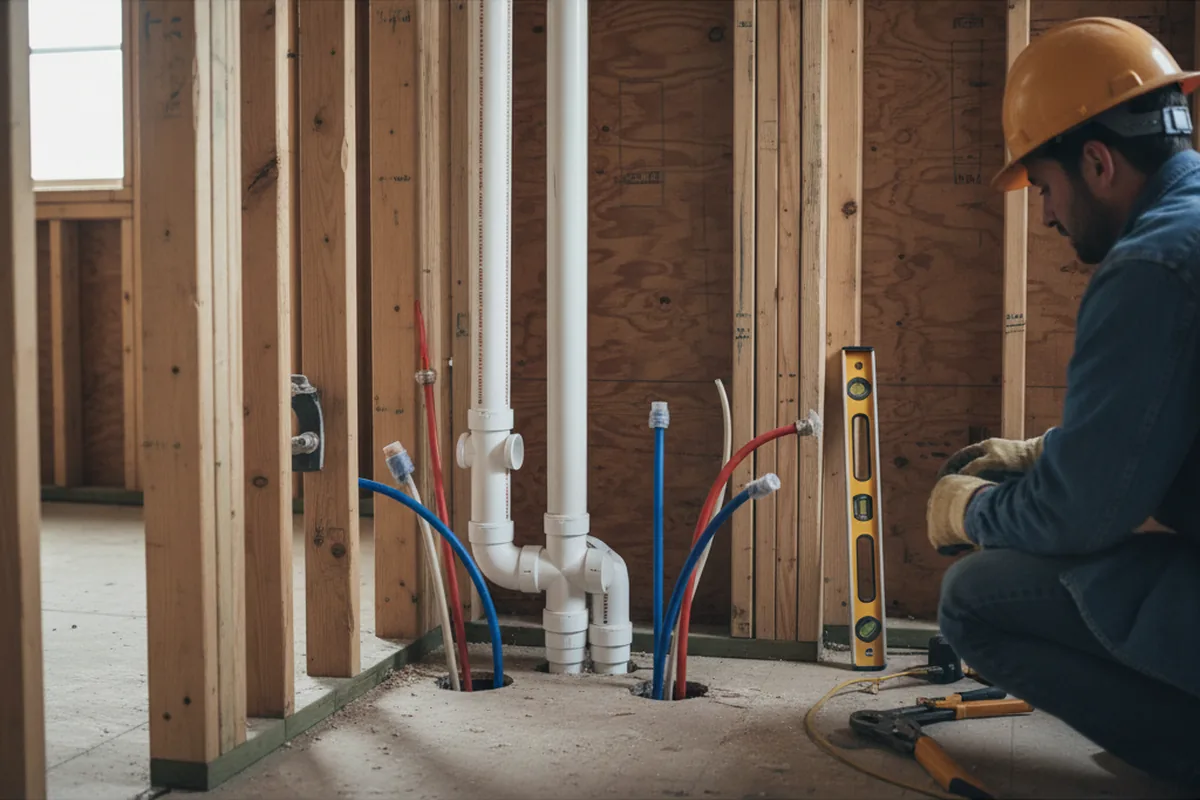 Drain and supply rough-in during Sump Pump Repair in Walstonburg